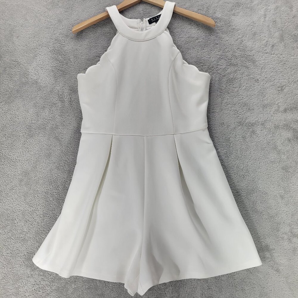 Trixxi-White Scalloped Halter Romper Sz L